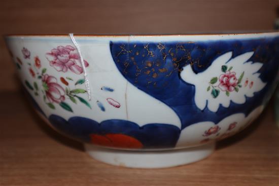 A Chinese bowl and a Chinese Imari bowl largest diameter 28cm